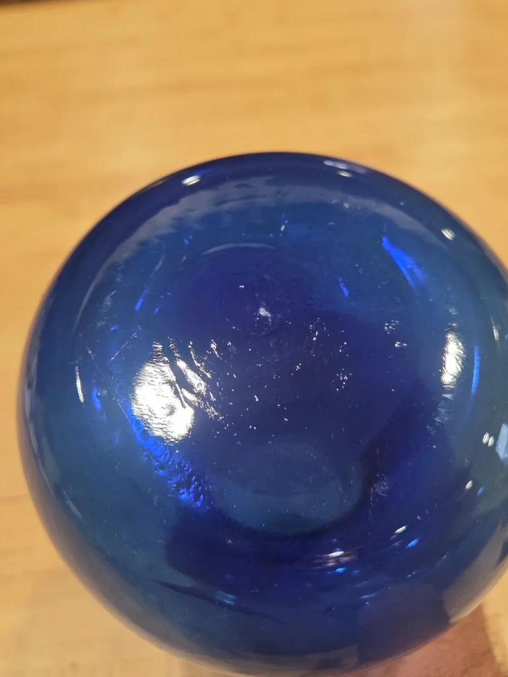 Vintage Cobalt Blue Hand Blown Glass Swirled Hourglass Bud Vase 8 Inch